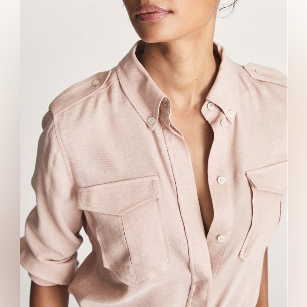 Reiss oatmeal soft button down sz 6